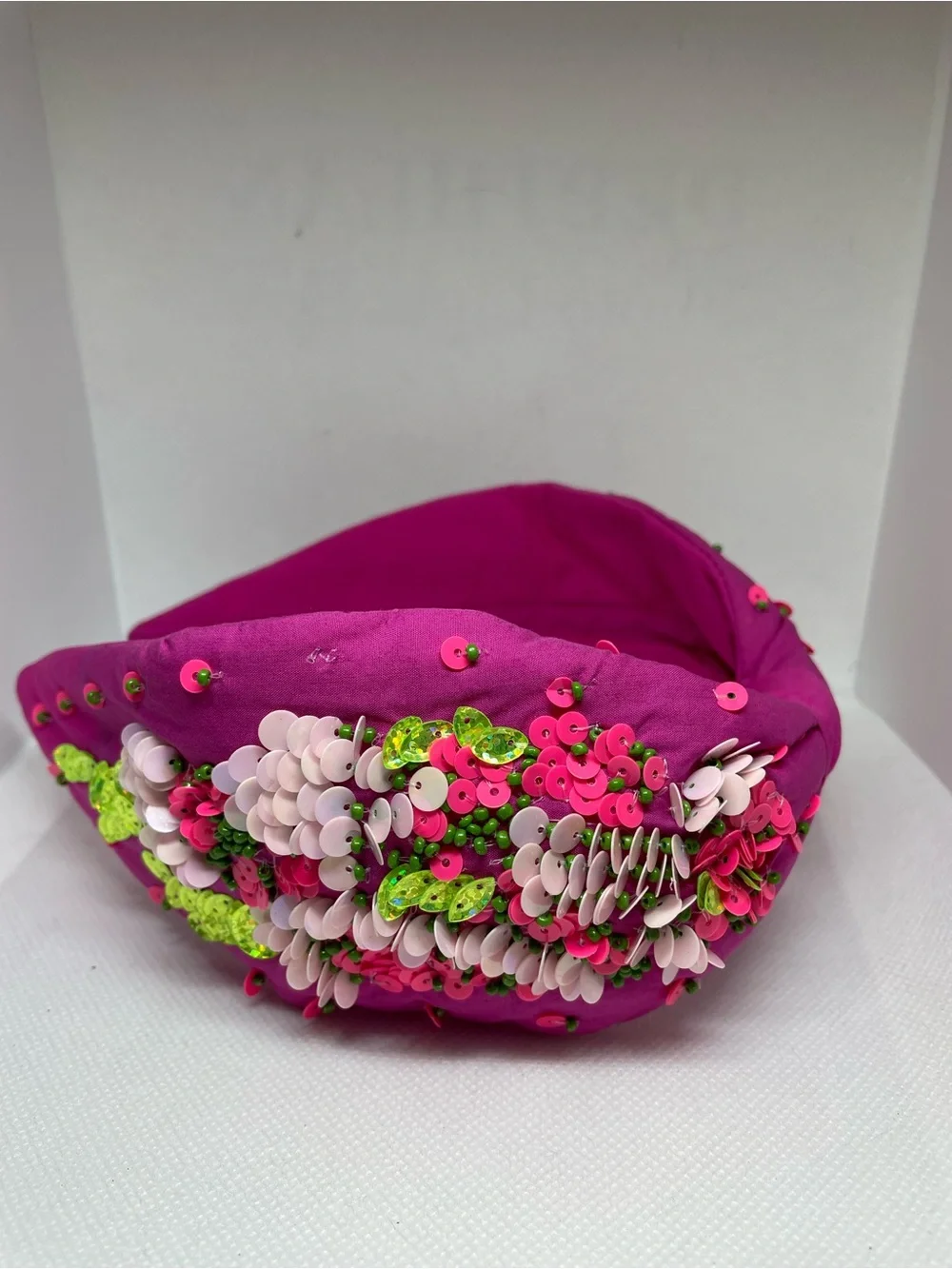 Embellished Fuchsia Sequin Knotted Headband